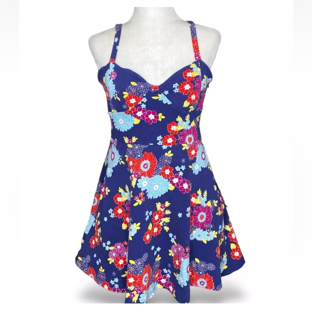 ModCloth retro adjustable straps mini floral dress sz XL